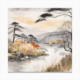 Japanese Landscape Painting Sumi E Drawing (15) Canvas Print