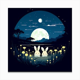 Rabbits In The Moonlight Canvas Print