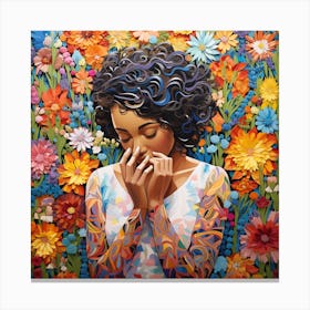 Woman In Flowers Canvas Print