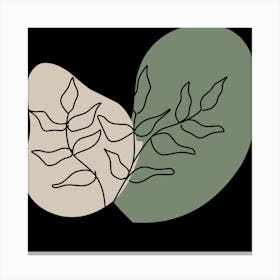 Two Leaves On A Black Background Canvas Print