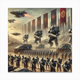 A Powerful Scene Illustrating The Militarization And Expansion Of The Martian Dominion Canvas Print