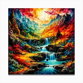 Waterfall In The Mountains 4 Canvas Print