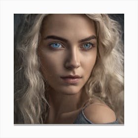 Portrait Of A Young Woman With Blue Eyes Canvas Print