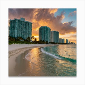 Sunset In Miami Beach 1 Canvas Print