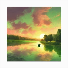 Sunset By The River  Canvas Print