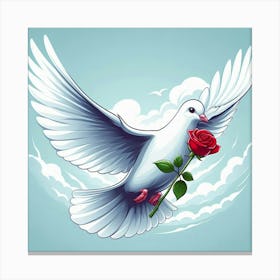 Dove With Rose 2 Canvas Print