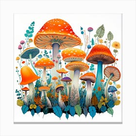 Mushrooms In The Forest 46 Canvas Print