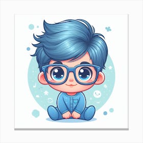 Cartoon Boy With Glasses Canvas Print
