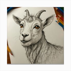 Goat Drawing 26 Canvas Print