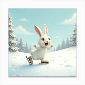 Flux Dev A Joyful Rabbit With Soft Fluffy White Fur And Bright 0 Canvas Print