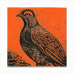 Retro Bird Lithograph Grouse 3 Canvas Print