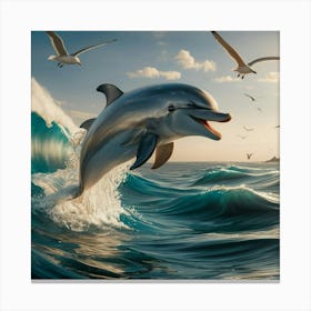 Dolphin In The Ocean Canvas Print