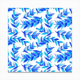 Blue Leaves Curved Canvas Print