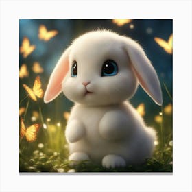 Cute Bunny With Butterflies Canvas Print