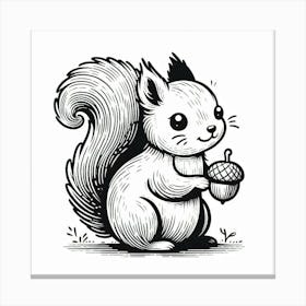 Line Art squirrel 1 Canvas Print