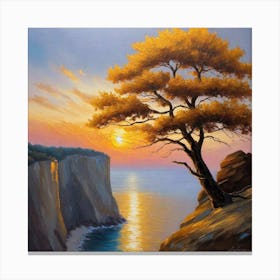 Sunset With A Tree 2 Canvas Print