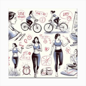 Doodles Of A Woman Exercising 1 Canvas Print