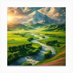 Landscape With River Canvas Print