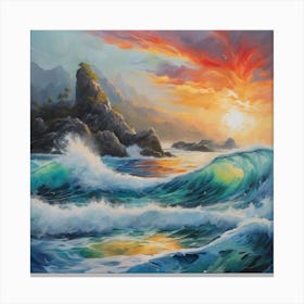 Sunset Over The Ocean Canvas Print