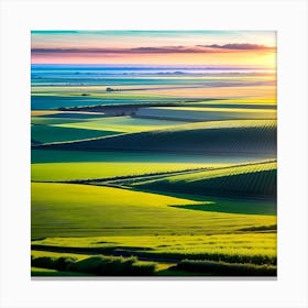 Sunset Over Fields Canvas Print