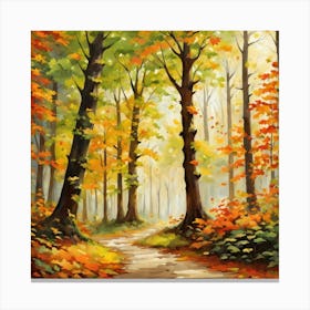 Forest In Autumn In Minimalist Style Square Composition 325 Canvas Print