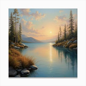 Lake At Sunrise Canvas Print