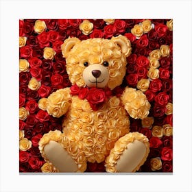Teddy Bear With Roses 4 Canvas Print