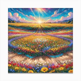 Rainbow Of Flowers Canvas Print