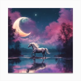 Unicorn At Night Canvas Print