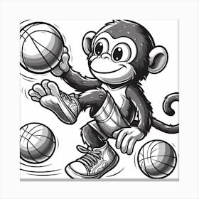 Monkey Playing Basketball Canvas Print