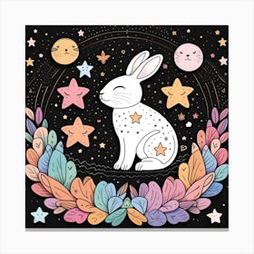 Rabbit With Stars - Premium T-Shirt Canvas Print