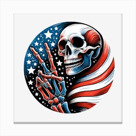 American Flag Skeleton 2 Canvas Print