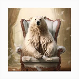 Polar Bear In A Chair Canvas Print