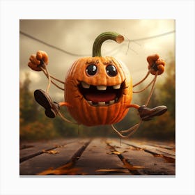 Halloween Excited Pumpkin Canvas Print