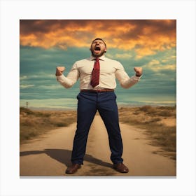 Businessman Celebrating Success Canvas Print