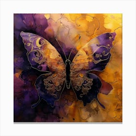 Butterfly In Purple And Gold 2 Canvas Print