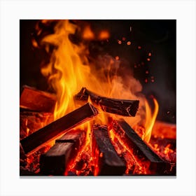 Closeup Of An Inferno With Flames Licking The Edges Of A Flammable Object Danger Evident In The Fie (3) Canvas Print