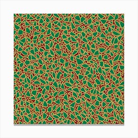 Christmas like pattern, A Pattern Featuring Abstract Geometric Shapes With Edges Rustic Green And Red Colors, Flat Art, 107 Canvas Print