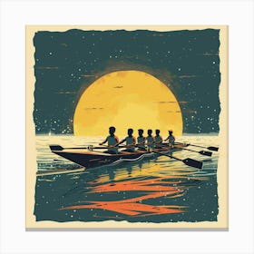 Rowing At Sunset Canvas Print