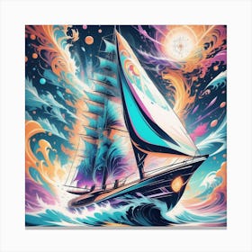 Sailboat In The Ocean Canvas Print