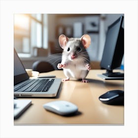 Mouse Standing On The Desk 1 Canvas Print