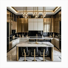 Gold And Black Kitchen Canvas Print