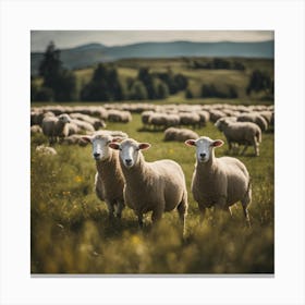 Sheep In A Field 1 Canvas Print