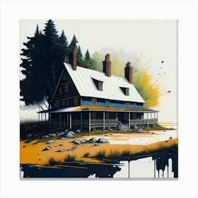 Colored House Ink Painting (145) Canvas Print