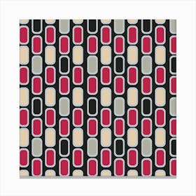 Retro Red And White Stripes on black bg Canvas Print