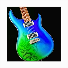 Blue And Green Electric Guitar Canvas Print