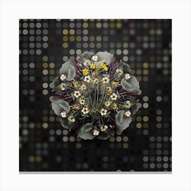 Vintage Rush Daffodil Flower Wreath on Dot Bokeh Pattern n.0534 Canvas Print