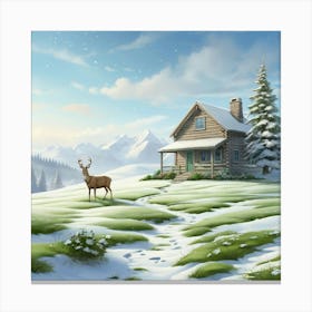 Deer In The Snow 26 Canvas Print