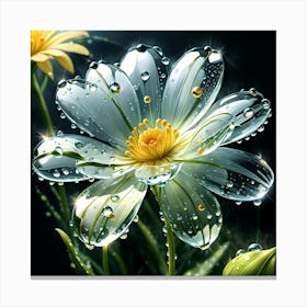 Water Droplets On A Flower Canvas Print