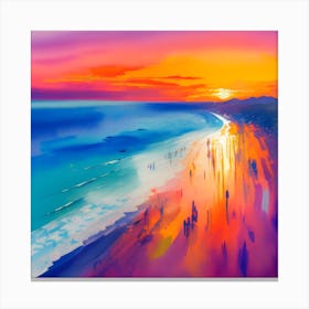 Aerial Beach View Watercolour Art Print Sunset Canvas Print